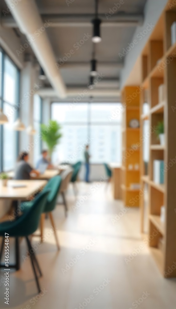 Poster generative ai : modern open office space with blurred background