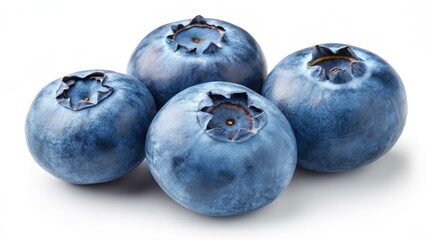 Obraz premium Four Blueberries Close-up Still Life Photography, Macro, Food, Blue, Berry Blueberries, Macro Photography