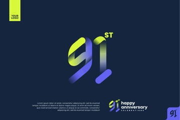 Modern 91st Anniversary Celebration with Gradient Number and Minimalist Design for Corporate or Startup Branding