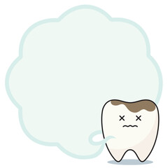 虫歯がしゃべるイメージの吹き出しベクターイラスト