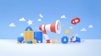 Colorful 3 d communication and productivity tools