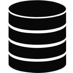 Black Database Stack Icon – Flat Server Storage Symbol PNG Vector
