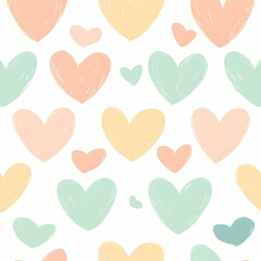 Pastel heart shapes repeat pattern background design.