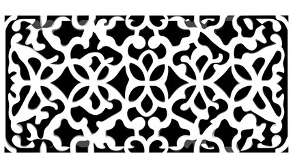 Monochrome floral and geometric pattern