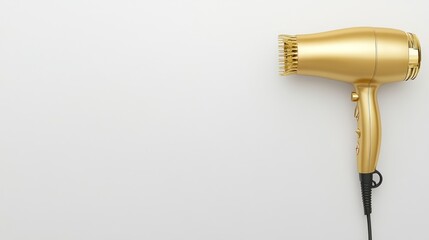 Gold hair dryer on white background hair styling appliance image
