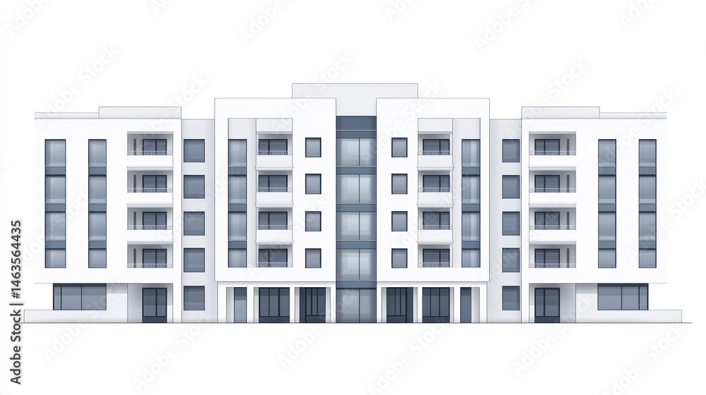 Poster modern apartment building complex architectural rendering