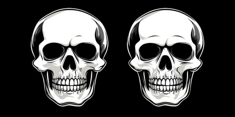 Pixelated Black And White Skulls