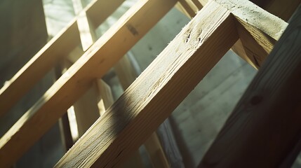 Wooden Beams in Construction Site