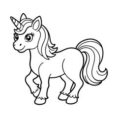 cute unicorn line art for coloring vector image
