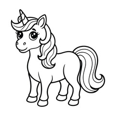 cute unicorn line art for coloring vector image