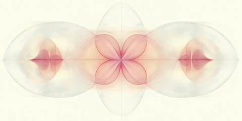 Fototapeta premium Floral Echo Abstract Flower Symmetry in Soft Pink and Cream.