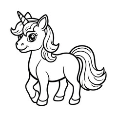 cute unicorn line art for coloring vector image