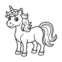 cute unicorn line art for coloring vector image