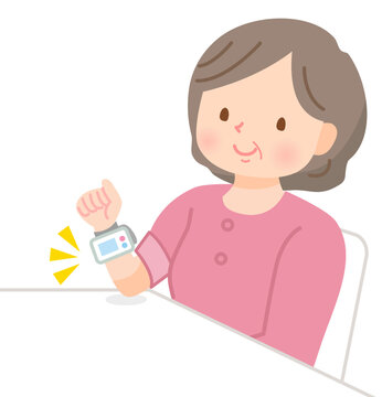 recommend clip art: 血圧を測る太った中年女性