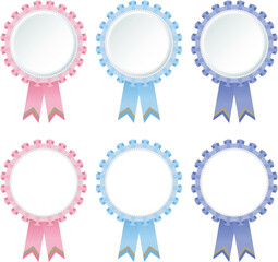 Ribbon Decoration Rosetta Medal Set Decoration Medal of Honor vivid Pink Cyaan Blue / リボンの装飾 ロゼッタ メダル セット 装飾 勲章 名誉 ピンク 水色 青