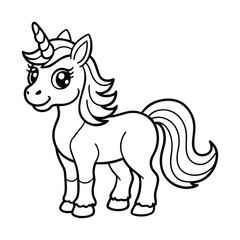 cute unicorn line art for coloring vector image