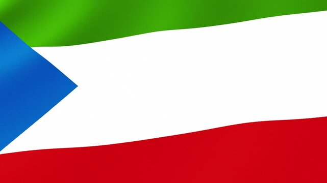 Equatorial Guinea National Flag Waving in Wind, Close View, Isolated Background