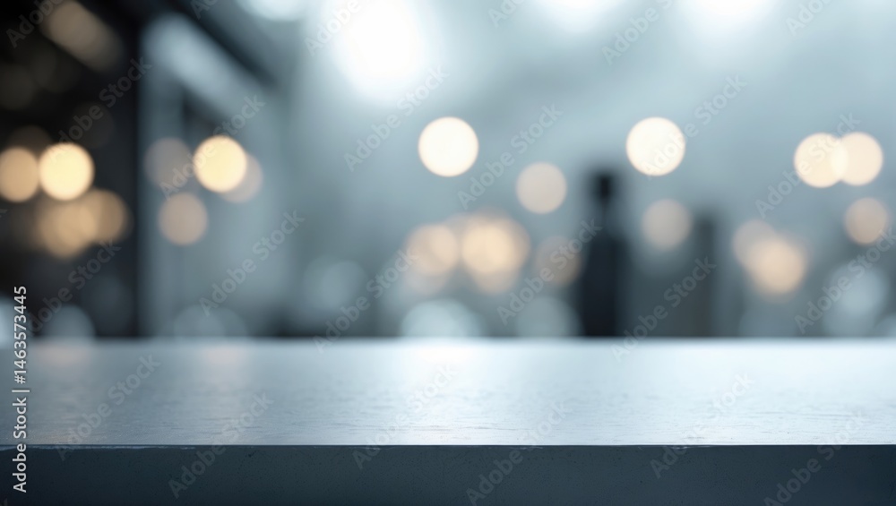 Poster gray blurred abstract backdrop with an empty stone table top, ideal for showcasing products or creat