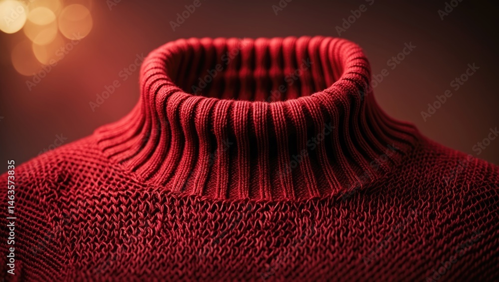 Poster close-up of red knitted texture with mesh fabric detail as background