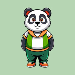 Obraz premium panda, animal, bear, cartoon, vector, illustration, cute, dog, baby, art, character, mammal, zoo, toy, fun, wildlife, design, wild, bamboo, funny, nature, china, face, smile, drawing