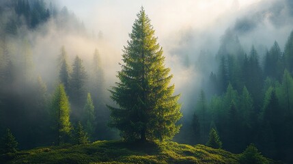 misty morning in the mountains