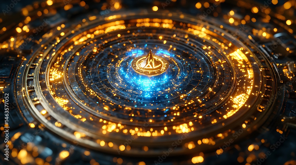 Aufkleber futuristic technology abstract background with glowing circuits and metallic details for digital des