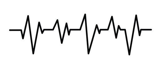 Heart beat graph in black color. Heart pulse, heartbeat line, cardiogram. Heartbeat design vector. World heart day. Black heartbeat line graph icon on white background. Black heart beat symbol.
