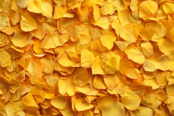Close-up view of many vibrant yellow rose petals.