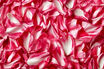 Close-up view of scattered vibrant rose petals.