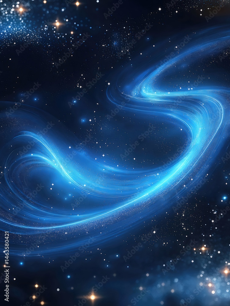 Aufkleber 青色と金色の輝きを放つ星が散りばめられた抽象的な宇宙空間の背景