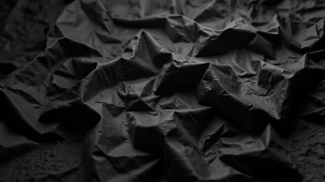 Dramatic Black Fabric Texture Background Elegant Dark Creases Abstract Design