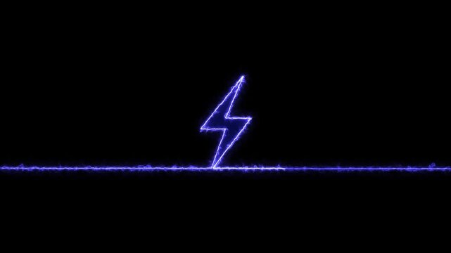 Neon Bolt icon Animation. Flash neon sign. Charge flash icon. Battery charging power symbol, lightning bolt sign in the circle on a black background.