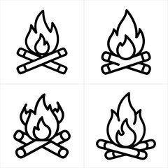 camp fire icon set
