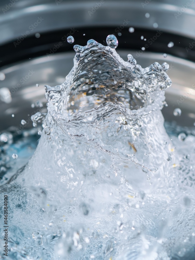 Poster close up of water splashing in container dynamic action shot macro photography studio shot nature co