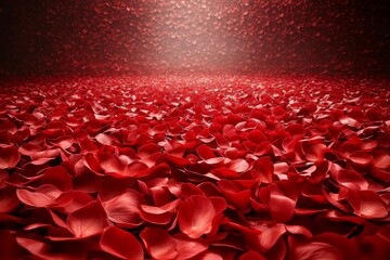 Fototapeta premium Red rose petals covering a vast, textured surface.