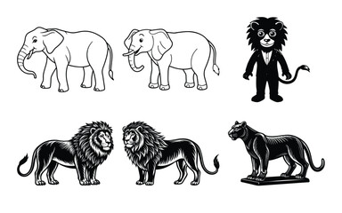vector set of horses silhouettes