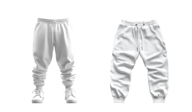 white jogging pants isolated on transparent background