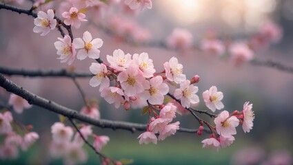 Fototapeta premium Pink Sakura Trees Blooming in Japan's Kenrokuen Park