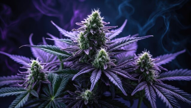 Purple cannabis flower with an attractive background wallpaper