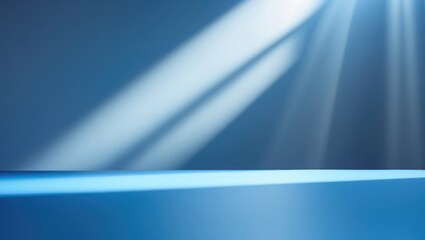Product presentation featuring a blue abstract background illuminated by sunlight with blurred shadows