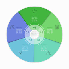 Infographic 5 options design elements for your business data. Vector Illustration.