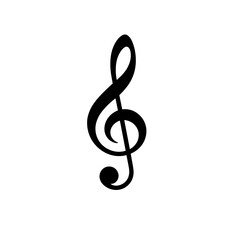 Fototapeta premium Treble clef icon in bold black style