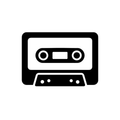 Obraz premium Cassette tape icon in bold black style