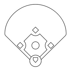 Baseball diamond line diagram. White Background Vector for Game Strategy