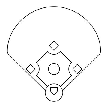 Baseball diamond line diagram. White Background Vector for Game Strategy
