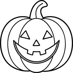 Line Art Carved Pumpkin Halloween Jack o Lantern Design