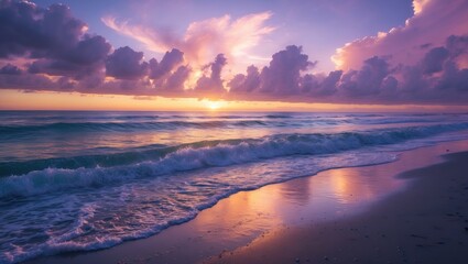 Fototapeta premium Gorgeous sunset sky above the beach