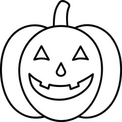 Line Art Jack o Lantern Carving Design Spooky Pumpkin Illustration