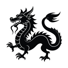 traditional chinese dragon line art black vector 