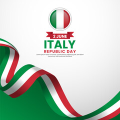 Italy republic day Square banner background with waving flag vector illustration